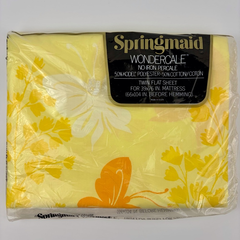 Vintage Springmaid Wondercale Twin Flat Sheet Mariposa No-Iron Percale